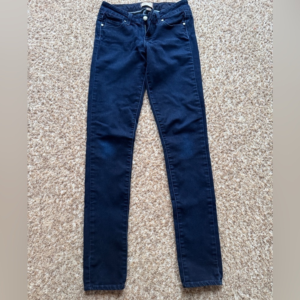 Paige Peg Skinny Stretch Denim Jeans Dark Wash Slim Leg Womens Size 24